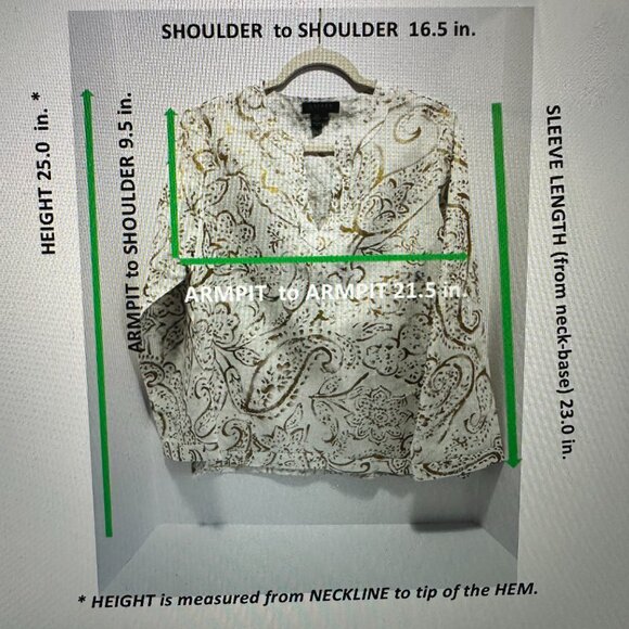 LAUREN RALPH LAUREN Women's Gold Printed 100% Linen Top; Size: PM Petite Medium - Picture 5 of 5